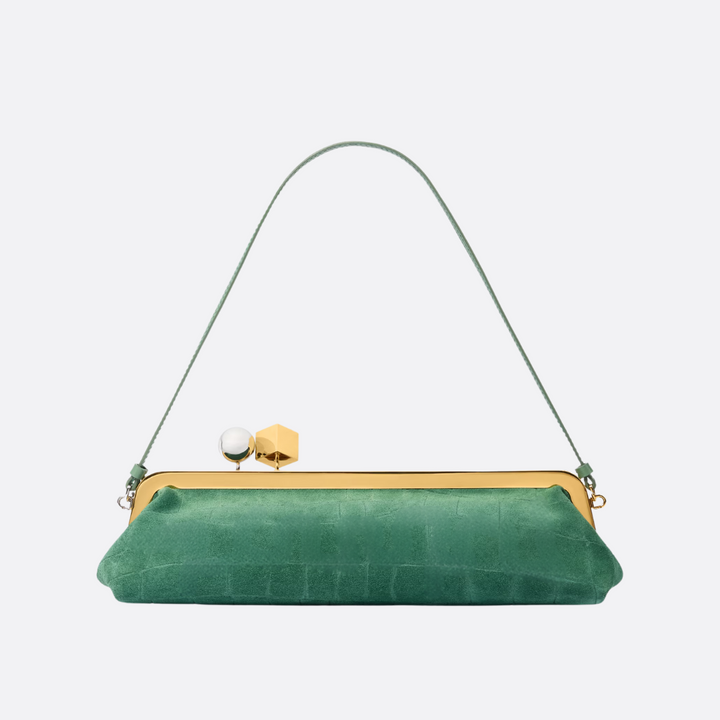 Wildleder Clutch mit Kroko-Effekt