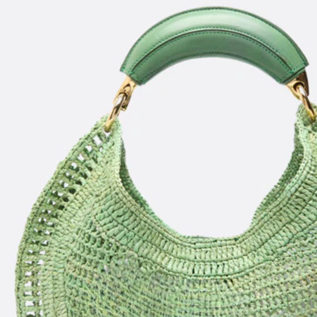 Raffia-Schultertasche