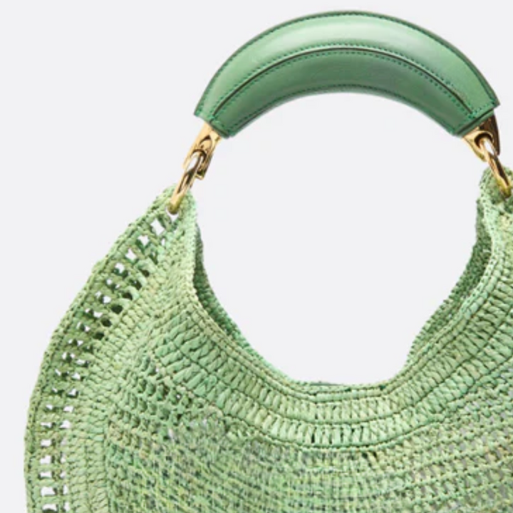 Raffia-Schultertasche