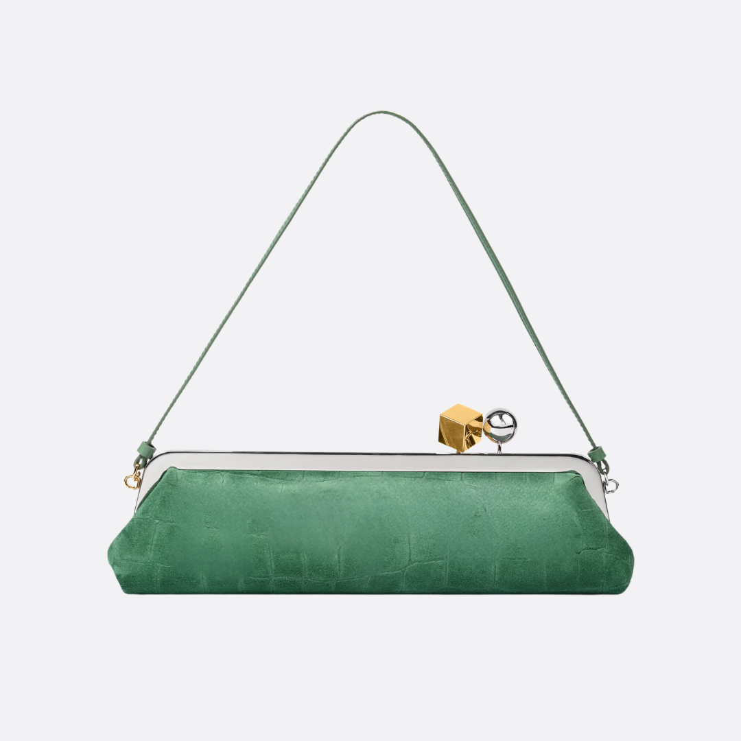 Wildleder Clutch mit Kroko-Effekt