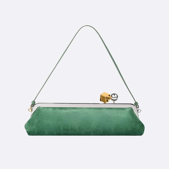 Wildleder Clutch mit Kroko-Effekt