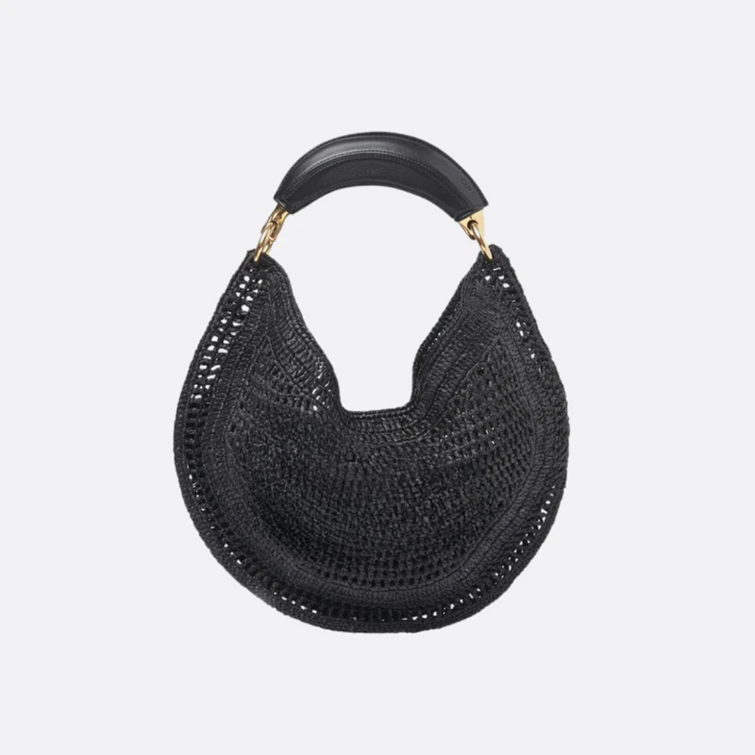 Raffia-Schultertasche