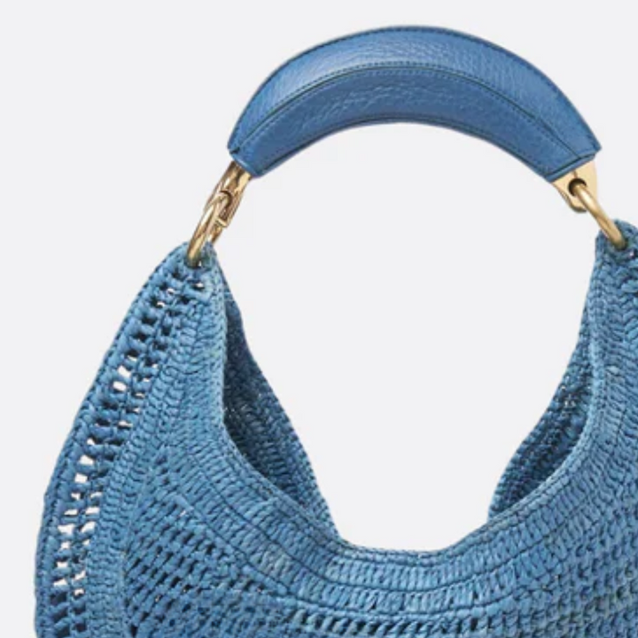 Raffia-Schultertasche